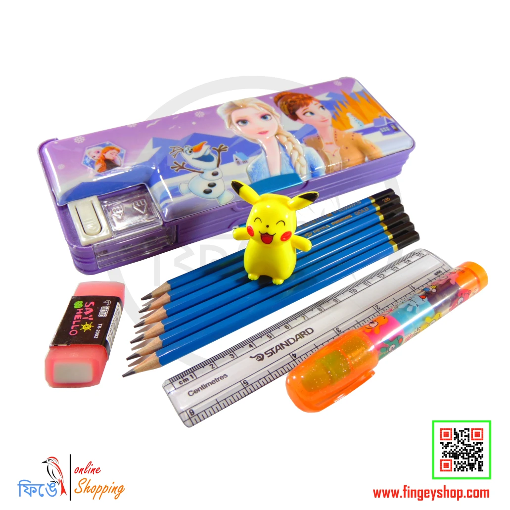 11 piece Children's School Stationery Set with Frozen pencilbox & Pikachu sharpener from Fingey Ecommerce/ Fingey ECOM